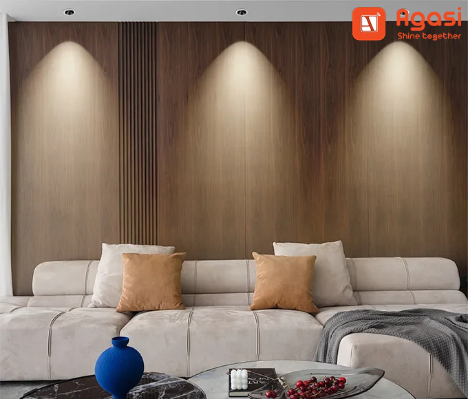 đèn led downlight âm trần trang trí phòng khách