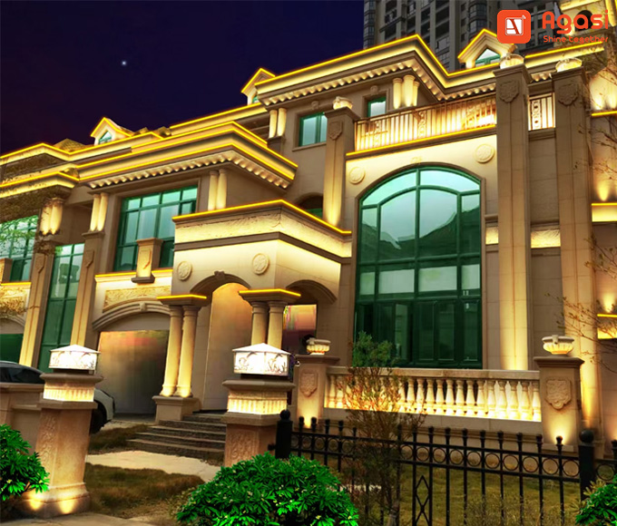 Trang trí mặt tiền tòa nhà với đèn led thanh nhôm - Agasi Home